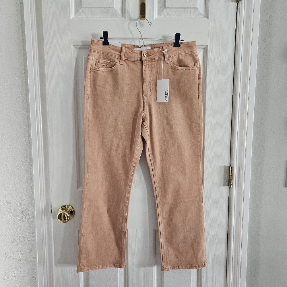 NWT Vervet Denim Bella High Rise Flare Jeans- Melon